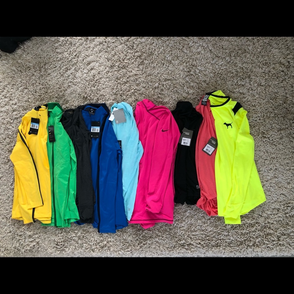 Lot of 9 long sleeve sport tops